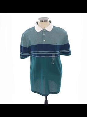 Michael Kors Moisture Wicking Men's Striped Teal Polo Shirt Sixe 2XL